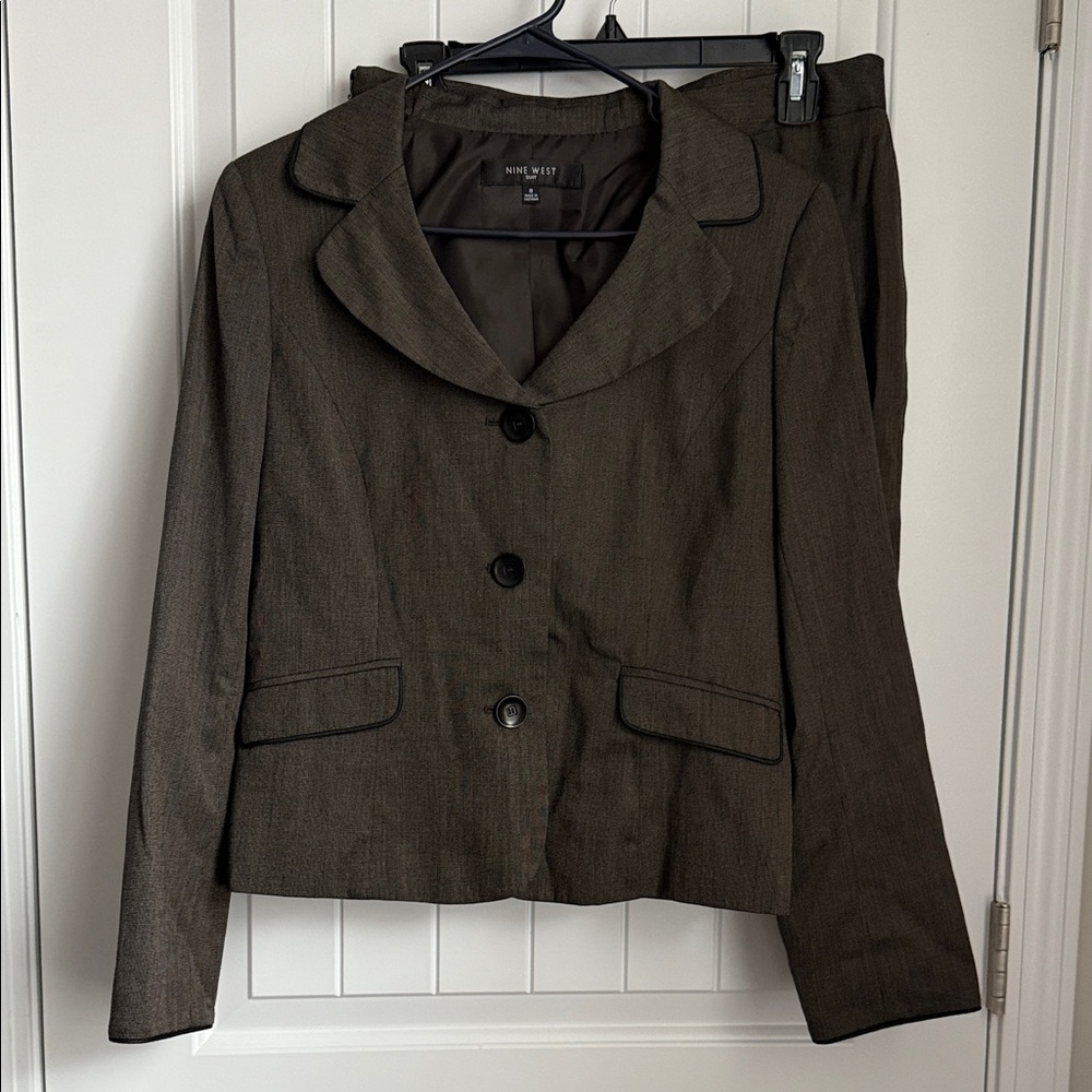 Nine West Brown Blazer & Skirt Suit